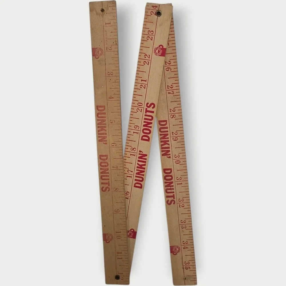 Vintage Dunkin Donuts Tri-Fold Wooden Yard Stick Ruler Folding‎ Advertising 36